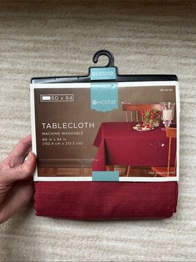 NWT Target Home Tablecloth Red Cotton Polyestery Size 60” x 84”